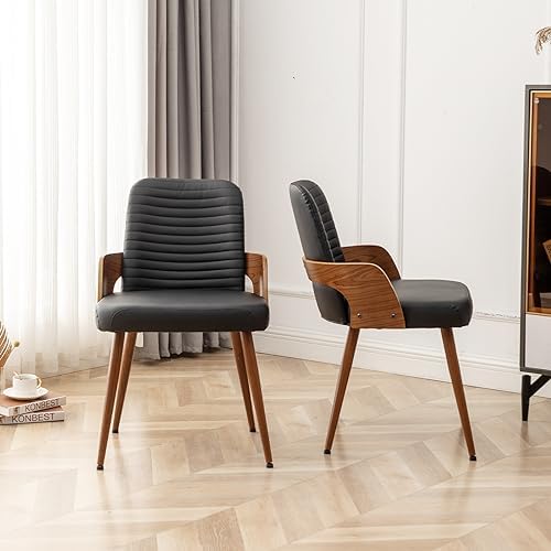 Dining Room Chairs,Mid Century Modern Kitchen Chairs,Upholstered Faux Leather...