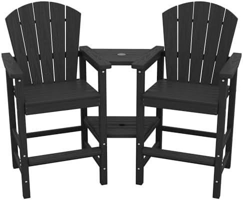 SERWALL Tall Adirondack Chairs Set of 2, HDPE Bar Height Outdoor Chairs
