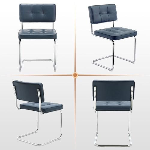 Zesthouse Faux Leather Dining Chairs Set of 6, Industrial Metal Chairs with S...