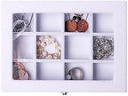 Jewelry Organizer Tray with Clear Lid 12 Grid Velvet Drawer Insert Jewelry Box with Transparent lid Jewelry Display Case Store Showcase Jewelry Box Gift for Women(White,12 Grid) (Pack of 2)