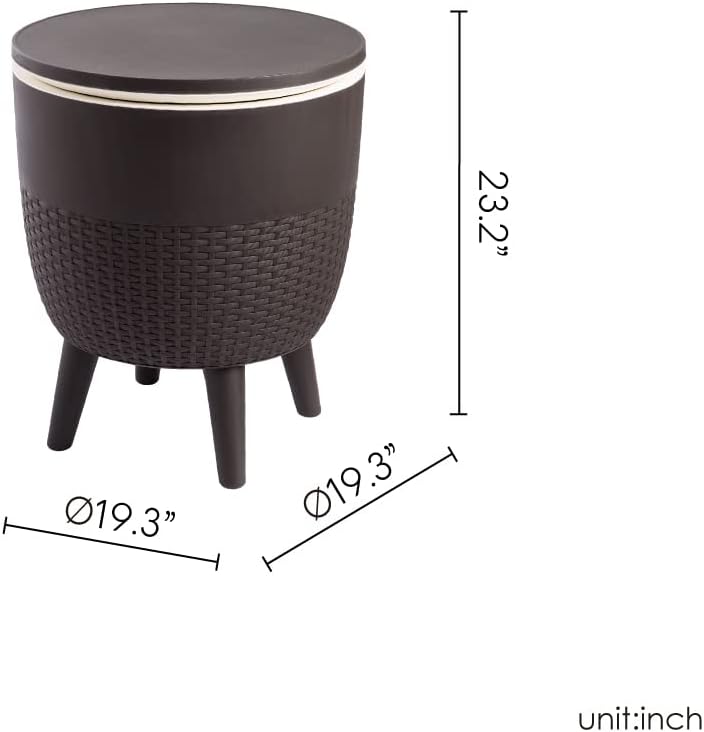 Lagoon Cancún Outdoor Cooler Bar/Cocktail/Coffee 3-in-1 Patio Table (Brown)