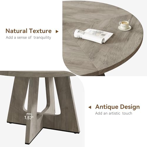 GAOMON 47 Inch Round Dining Table for 4-6 People, Circle Dinner Table with Wo...