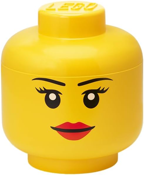 Room Copenhagen, LEGO Storage Heads Stackable Storage Container - Buildable Organizational Bins for Kid’s Toys and Accessories - 6.30 x 6.30 x 7.28in - Small, Girl, Holds 250 Bricks