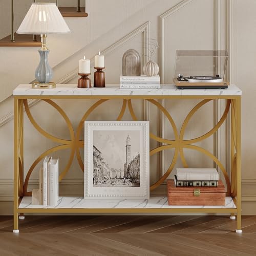 GiftGo Narrow Sofa Table 47.2 Inch, Industrial Sofa Table Behind Couch, Vinta...