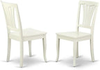 East West Furniture DMAV5-LWH-W 5 Piece Modern Dining Table Set Includes a Round Wooden Table with Dropleaf and 4 Dining Chairs, 42x42 Inch, Linen White