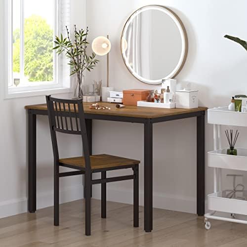 Teraves Dining Table Set for 4/Computer Desk,Kitchen Table with 2 Chairs and ...