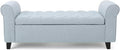 Elegant Fabric Storage Ottoman Bench with Button-Tufted Diamond Stitching and Rolled Arms for Living Room or Bedroom (Wheat + Fabric)