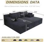 71" Oversized Double Chaise Lounges Indoor, Upholstered Corduroy Oversized Chaise Lounge Chair, Modern Sleeper Loveseat Chair Boneless Cloud Couch for Living Room Bedroom Reading (Black)