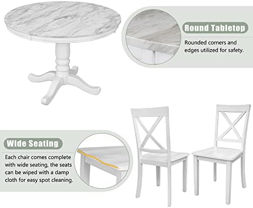 Harper & Bright Designs Dining Table Set - 5 Piece Round Dining Set with ...