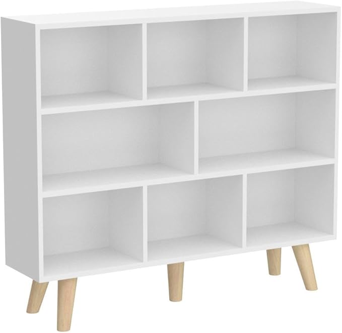 IOTXY Wooden Open Shelf Bookcase - 3-Tier Floor Standing Display Cabinet Rack...