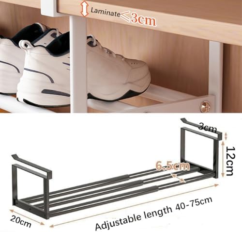 Cabinet Telescopic Shelf, Slim Descent Cabinet Tiers, Retractable Hanging Shoe Rack Organizer, Multifunctional Telescopic Shelf Cabinets for Storing Shoe Cloth,Snack (2pcs White, 40-75cm)