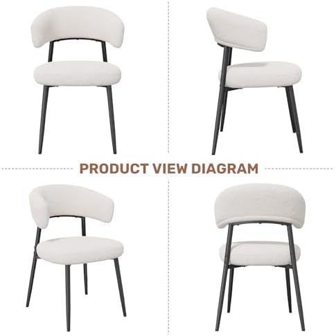 Dining Chairs Set of 6, Mid Century Modern Kitchen Chairs, Boucle Upholstered...
