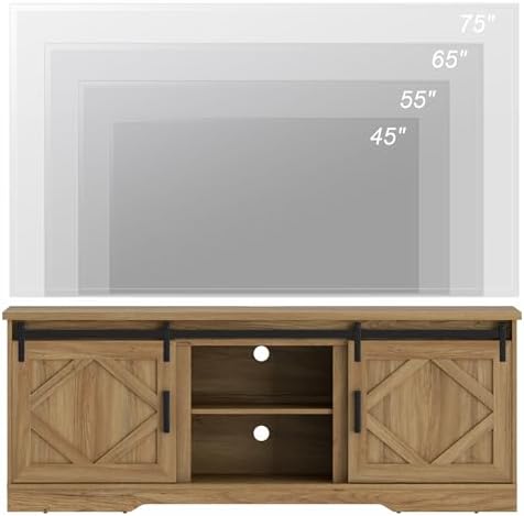 WAMPAT Farmhouse Style TV Stand for 60-75 inch TV w/Distressed Wood Finish | ...