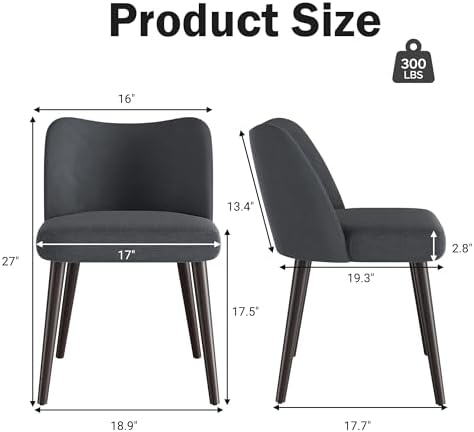 Modern Fabric Upholstered Dining Chairs Mid Century Farmhouse Dinner Chair wi...