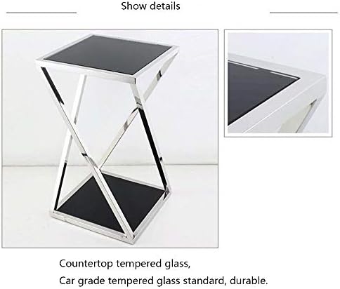Telephone Table, Stainless Steel Glass Coffee Table,Sofa Side Table/Telephone...