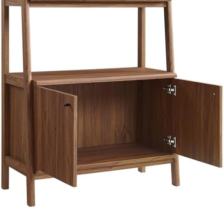 Modway 33" Bookshelf Display Case in Walnut