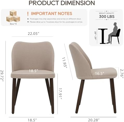 COLAMY Upholstered Dining Chairs Set of 6, Modern Fabric Dining Room Kitchen ...