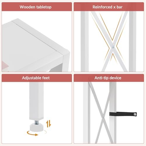 Gewudraw Narrow Console Table with Socket, Sofa Table Behind Couch, White | 5...