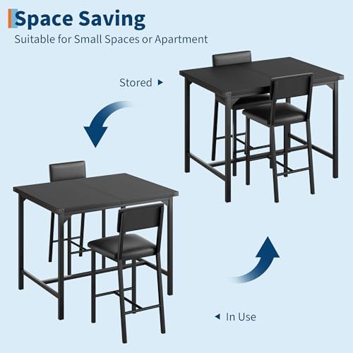 GarveeHome Dining Table Set for 2 with Corner Protector, Kitchen Table Set w/...