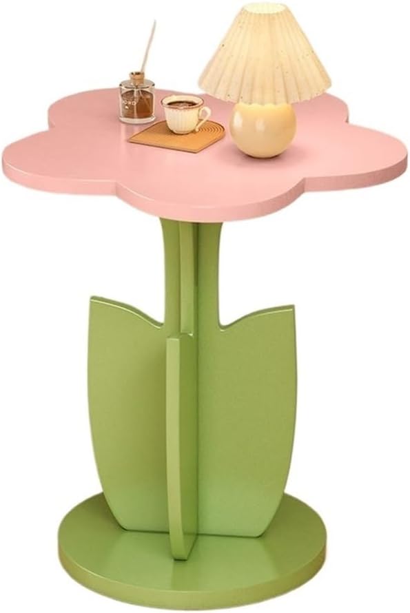 Funky Flower-Shaped Sofa Side Table, Small Nightstand/Coffee Table with Stora...