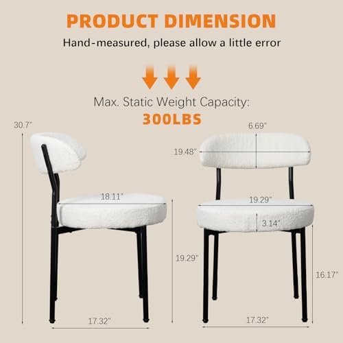 SoarFlash Dining Chairs, Beige Boucle Dining Chairs Set of 4, Kitchen Dining ...