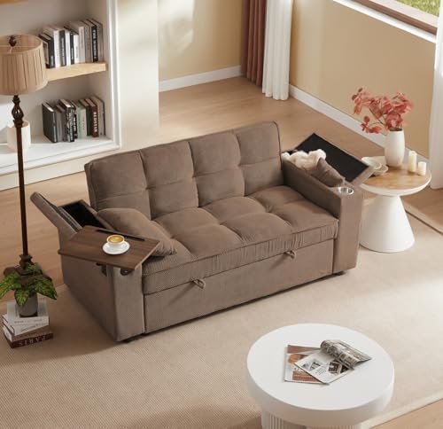 oaaktu ﻿ Large Size Convertible Sleeper Sofa Bed,Polka dot Velvet Pull Out Fu...