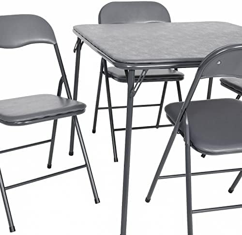 Flash Furniture Madison 5-Piece Folding Card Table and Chair Set, Gray