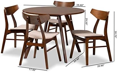 Baxton Studio Timothy Mid-Century Modern Transitional Light Beige Fabric Upho...
