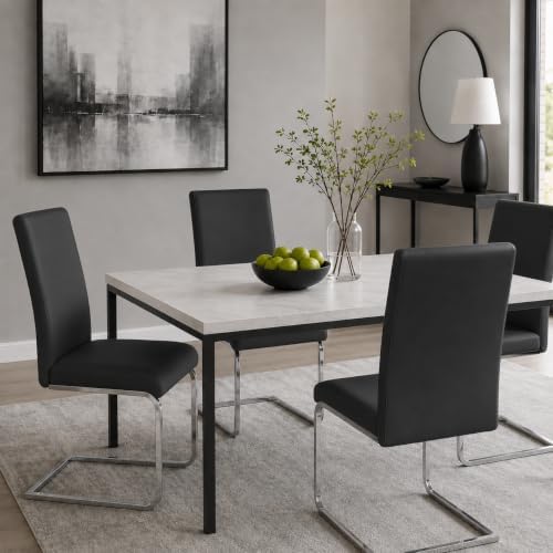 Yaheetech Dining Chairs Set of 6 High Back Modern Kitchen Chairs Black