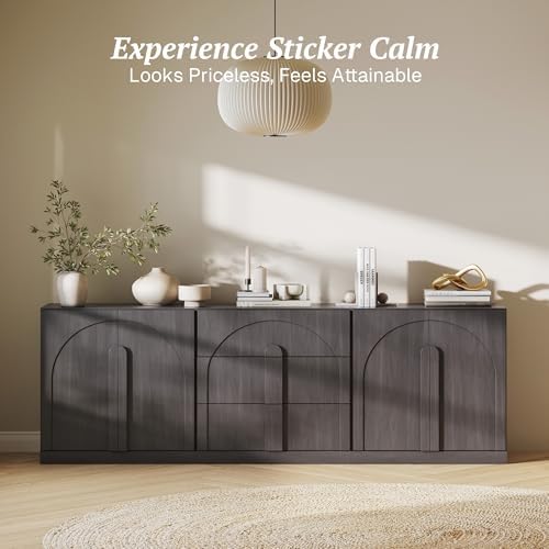 BELLEZE Bijou 3-Piece Modular Sideboard Buffet Cabinet - Ebony