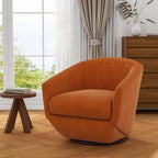 360° Swivel Barrel Accent Chair, Velvet Upholstered Club Armchair for Living Room, Modern Round Arm Chair Single Sofa Bedroom Reading Seating (Orange)