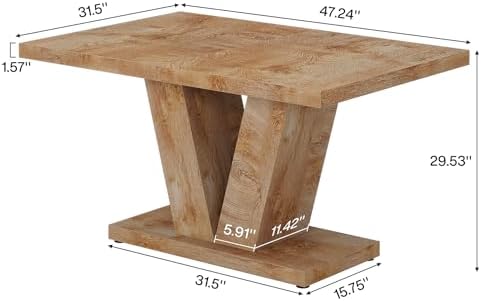 Tribesigns 47-Inch Dining Table for 4, Light Oak Brown Kitchen Dinner Furnitu...