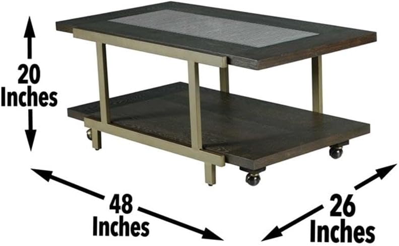 Pemberly Row Contemporary 3-Piece Coffee Table Set, Smoky Brown Finish, Ash V...