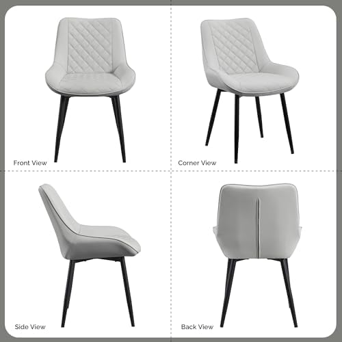 Dining Chair Set of 6, Modern Dining Chairs with Thick Cushions, Faux Leather...