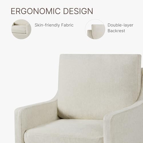KISLOT Upholstered Dining Chairs Set of 2 with Casters, Light Linen