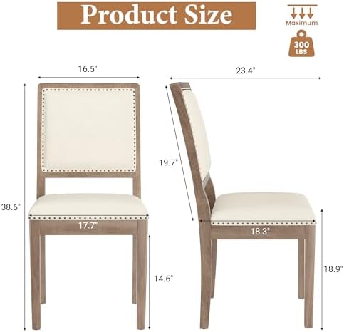 Dining Chair Set of 6, Mid Century Modern Upholstered Dining Room Chairs, Fab...