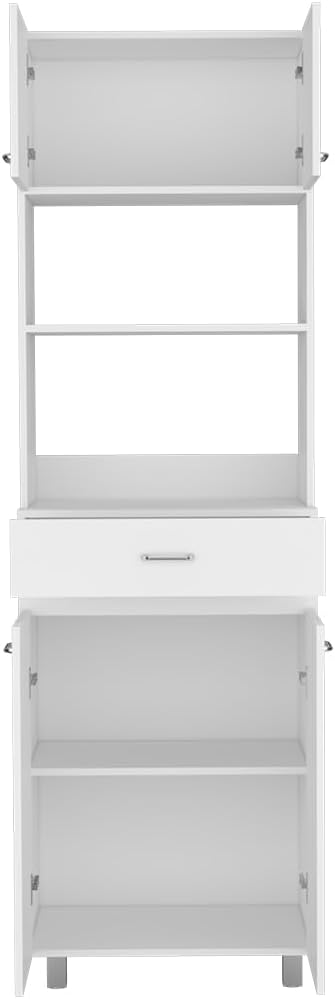 Microwave Double Door Cabinet, One Drawer, One Shelf, White