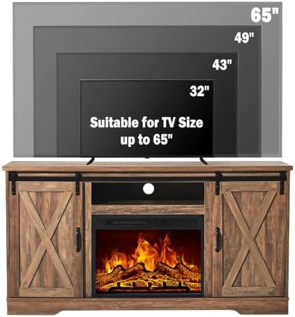 AMERLIFE Farmhouse 5 Piece Living Room Table Set, 59" TV Stand, Barnwood...