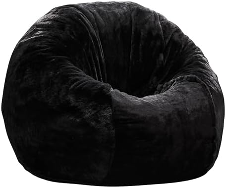 ZurNesfure Bean Bag Chair for Adults, 3FT Giant Bean Bag with Filler & Machine Washable Cover, Fluffy Bean Bag Chairs Oversized Beanbag Lounge Chair for Living Room, Bedroom Dorm (Black, Medium)