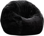 ZurNesfure Bean Bag Chair for Adults, 3FT Giant Bean Bag with Filler & Machine Washable Cover, Fluffy Bean Bag Chairs Oversized Beanbag Lounge Chair for Living Room, Bedroom Dorm (Black, Medium)