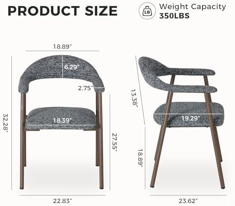 DUMOS Dining Chairs Set of 4, Linen Fabric Accent Chair with Curved Back
