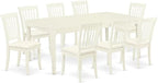 East West Furniture DODA9-LWH-C 9 Piece Dining Room Set Includes a Rectangle Kitchen Table with Butterfly Leaf and 8 Linen Fabric Upholstered Dining Chairs, 42x78 Inch, Linen White