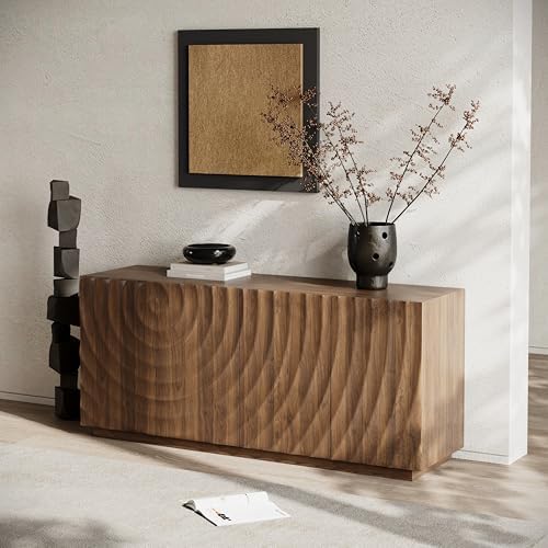 4-Door Sideboard Buffet Cabinet, 59'' Wood Kitchen Storage Cabinet Si...