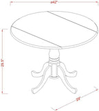 East West Furniture DLBA3-WHI-01 3 Piece Modern Dining Table Set Contains a Round Wooden Table with Dropleaf and 2 Cream Linen Fabric Upholstered Parson Chairs, 42x42 Inch, Linen White