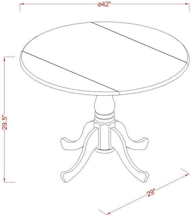 East West Furniture DLBA3-WHI-01 3 Piece Modern Dining Table Set Contains a Round Wooden Table with Dropleaf and 2 Cream Linen Fabric Upholstered Parson Chairs, 42x42 Inch, Linen White