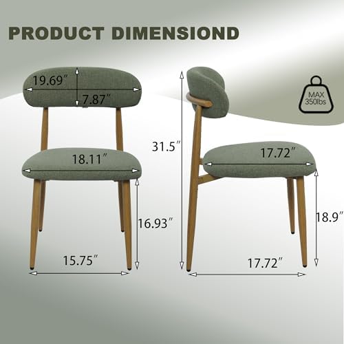 FREKEN Modern Upholstered Dining Chairs Set of 4, Mid-Century Metal Frame wit...