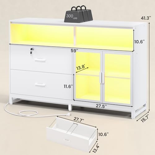 SEDETA 59" Filing Cabinet with Lock Drawers fits Legal Size for Home Off...
