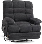 DYNOX 500 LBS Power Lift Recliner for Big & Tall Seniors, 3-Motor Lay Flat Chair with Heat, Massage & Extended Footrest (9505L,Chenille Fabric,Grey)