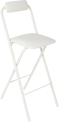 70cm Tall Adjustable Folding Bar Stool with Backrest - Portable Foldable Stool Chair for Kitchen, Outdoor & Commercial Use (1-Pack, Space Saving Design)‌ (White)