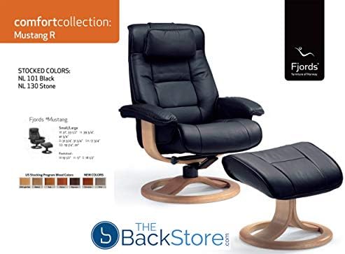 Fjords Mustang Large Leather Recliner Chair and Ottoman Norwegian Ergonomic F...